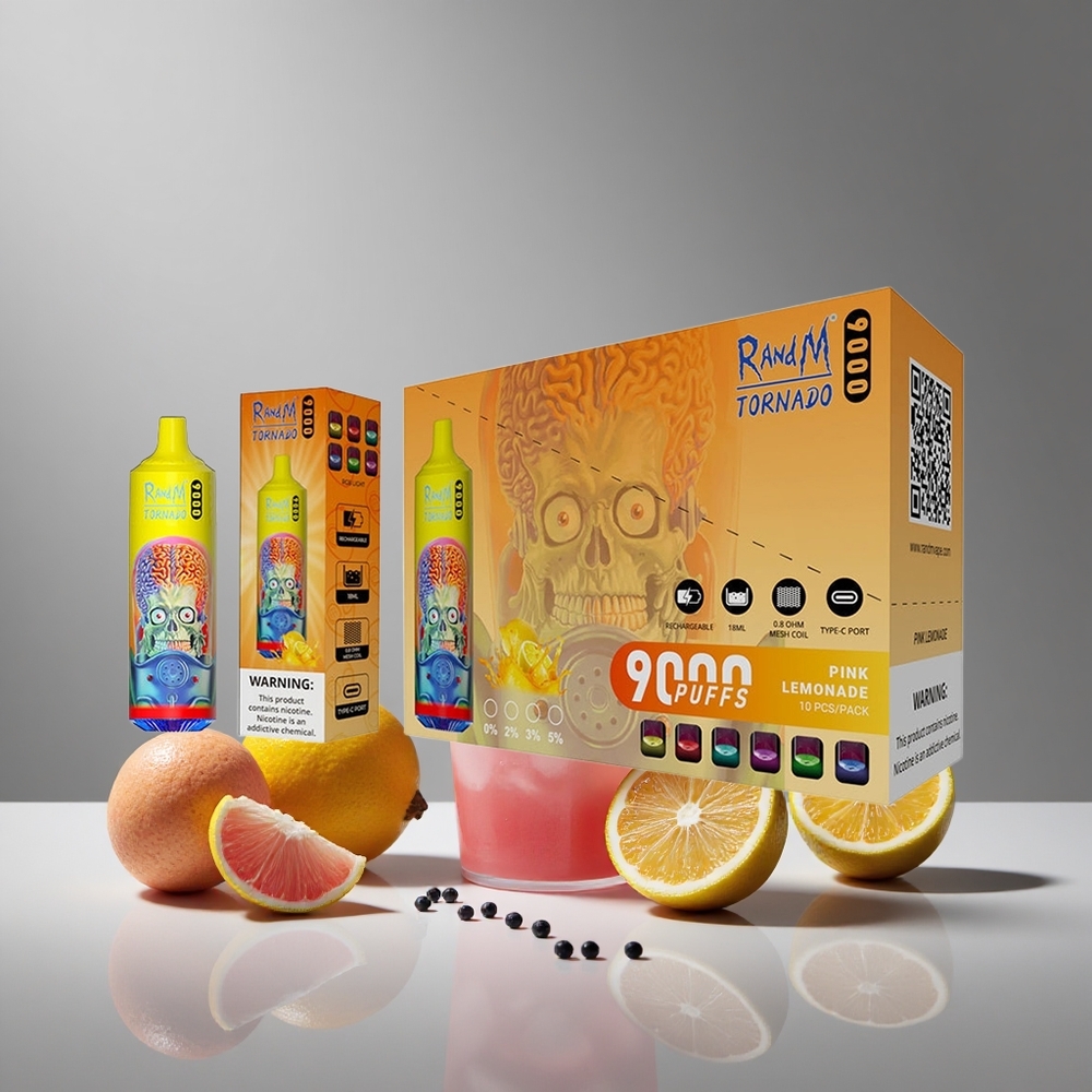 RandM Fumot Tornado 9000 Puffs לימון ורוד סליל Mesh Israel vapes