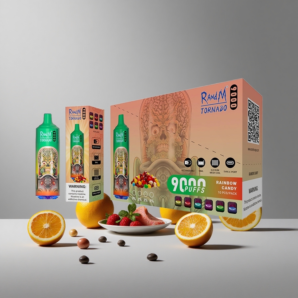RandM Fumot Tornado 9000 Puffs סוכריות קשת (Rainbow Candy) 18 מ\"ל Israel vapes