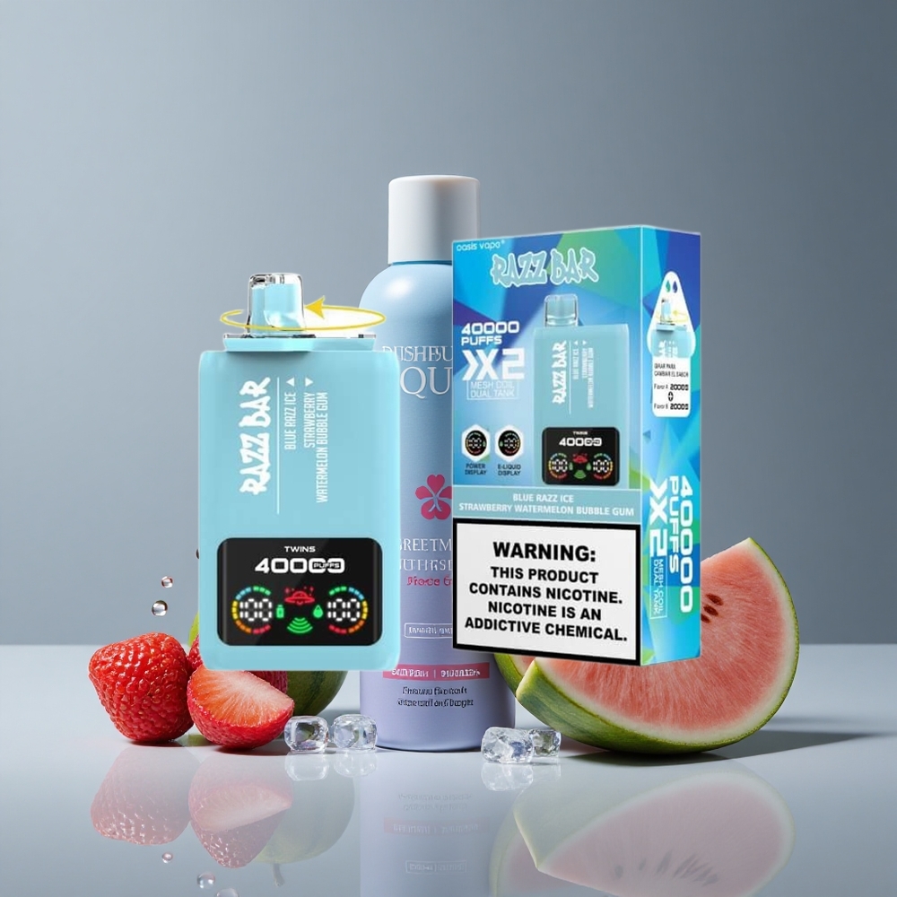 Razz Bar 40000 Puffs תות-אבטיח נשיקת מסטיק כחול סליל 1.0Ω 2 Mesh Israel vapes
