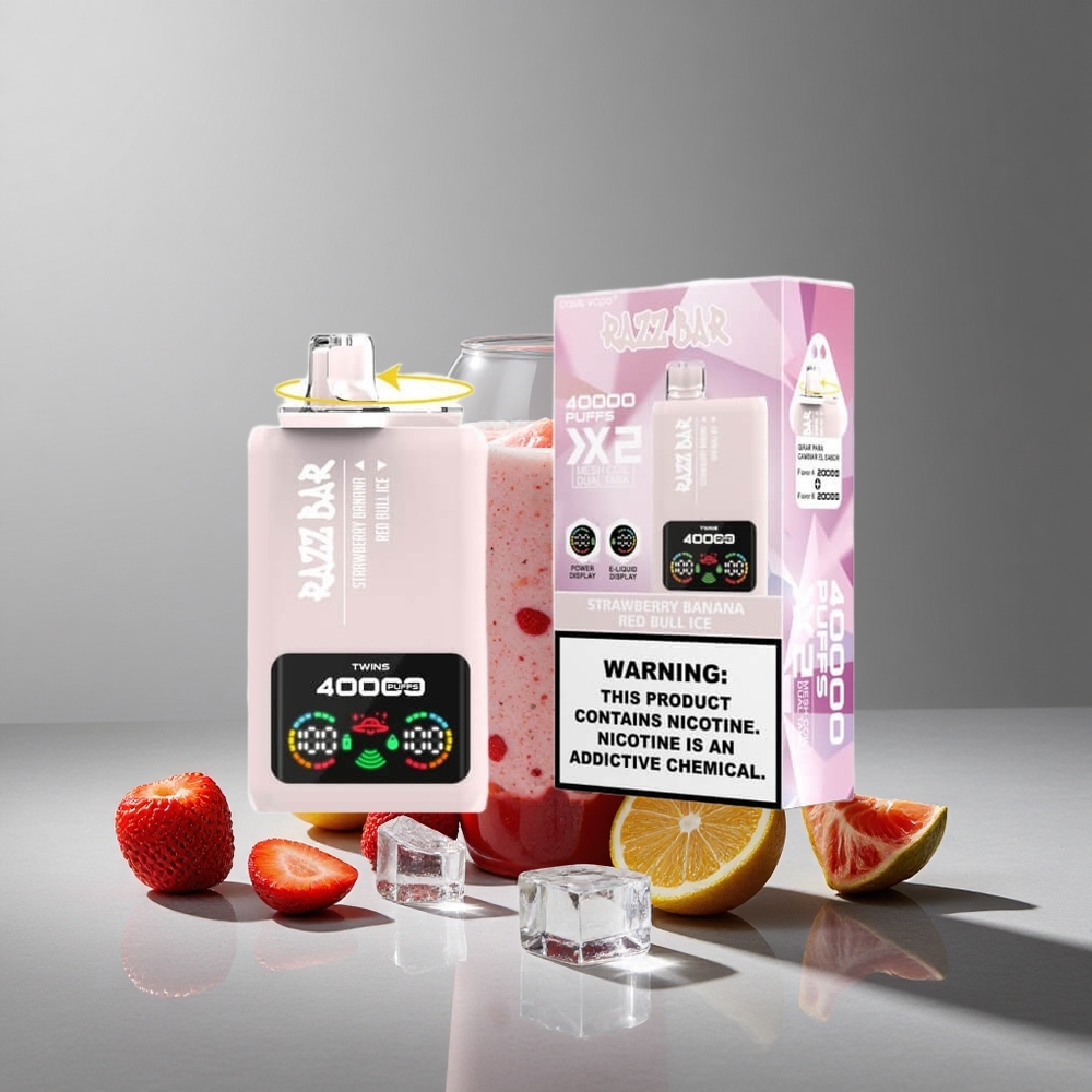 Razz Bar 40000 Puffs תות בננה רד בול אייס סליל 1.0Ω 2 Mesh Israel vapes
