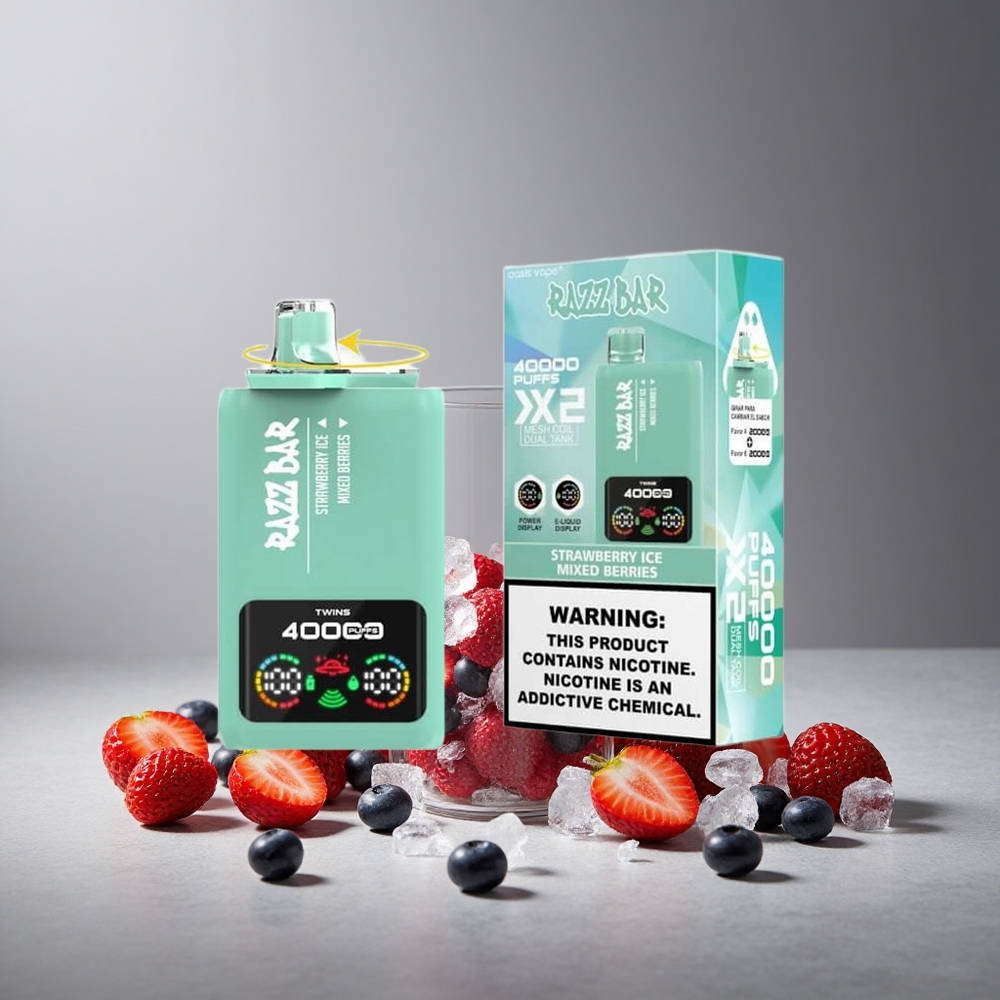 Razz Bar 40000 Puffs תות קרח_פירות יער מעורבים סליל 1.0Ω 2 Mesh Israel vapes