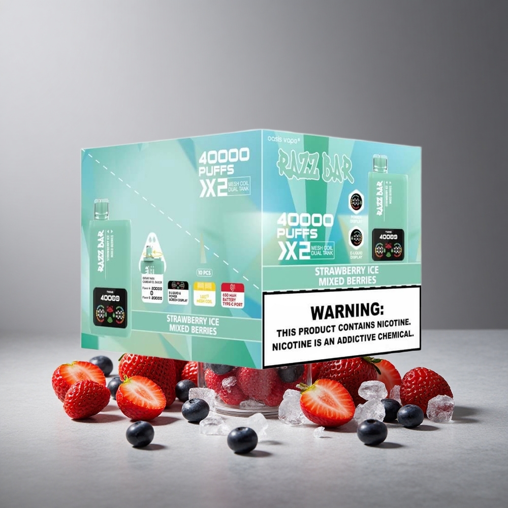 Razz Bar 40000 Puffs תות קרח_פירות יער מעורבים סליל 1.0Ω 2 Mesh Israel vapes