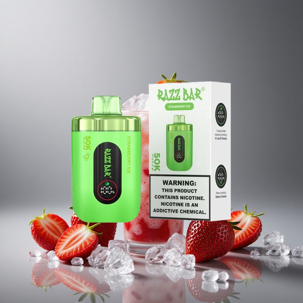 Razz Bar 50K Puffs תות קרח 650 Mah Israel vapes