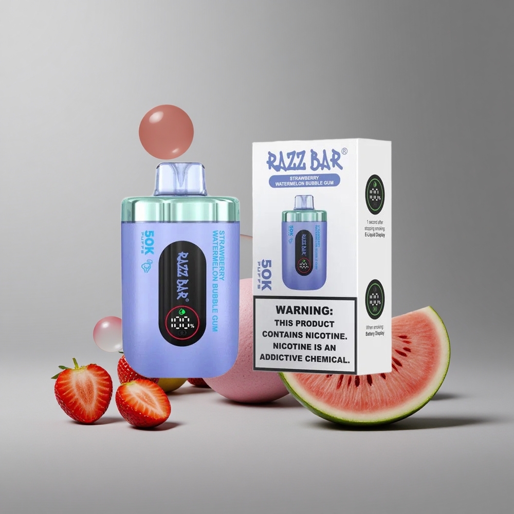 Razz Bar 50K Puffs תות אבטיח מסטיק בועות Israel vapes